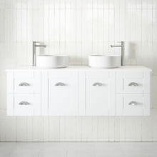 Victoria 1500mm White Wall Hung Double Vanity Unit